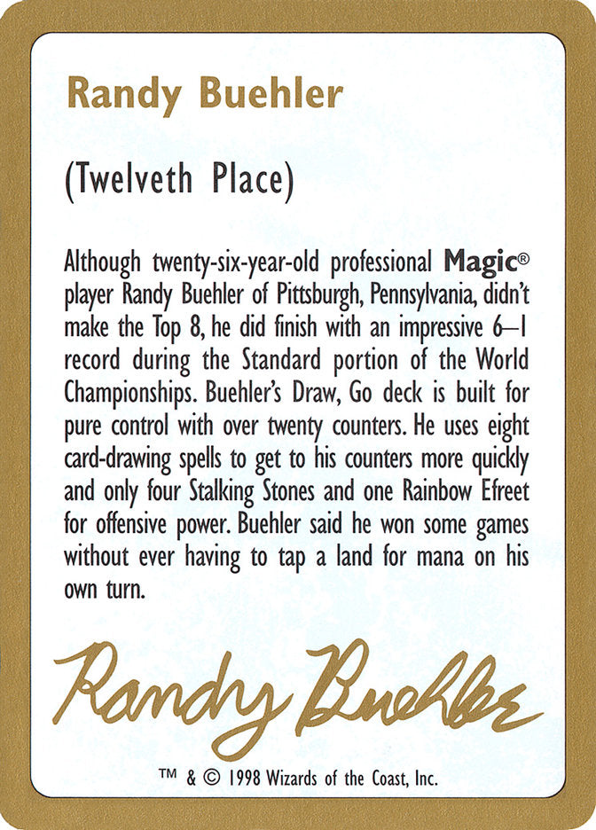 Randy Buehler Bio [World Championship Decks 1998] | Card Citadel
