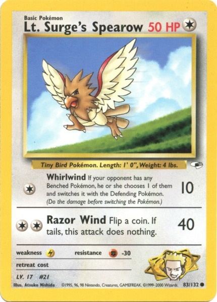 Lt. Surge's Spearow (83/132) [Gym Heroes Unlimited] | Card Citadel