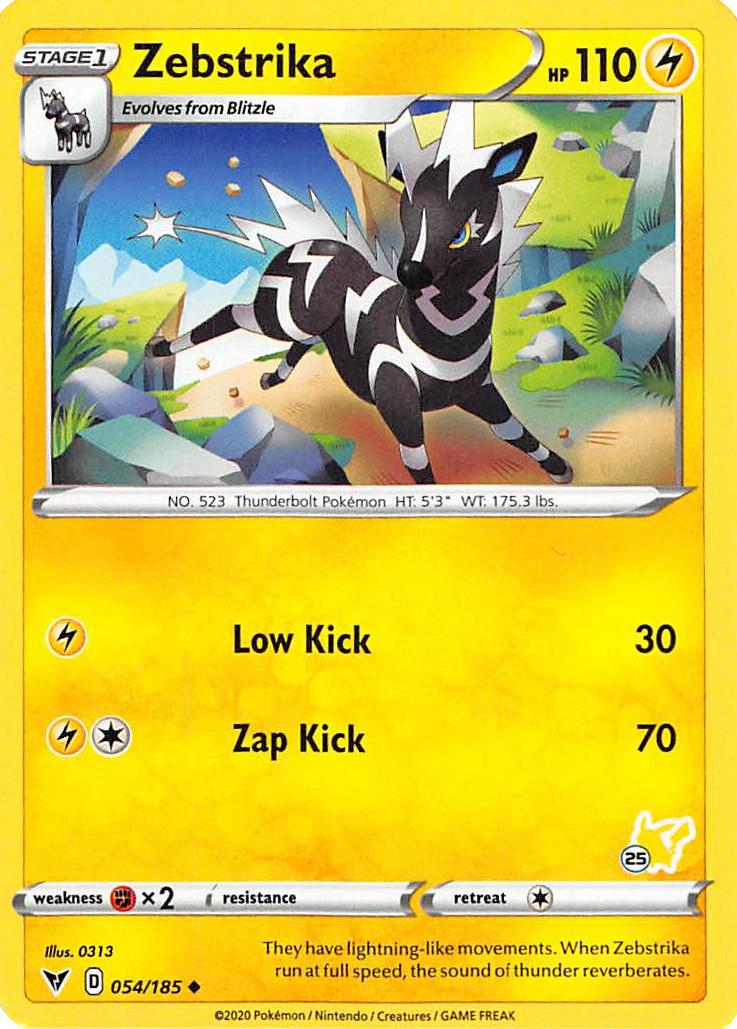 Zebstrika (054/185) (Pikachu Stamp #25) [Battle Academy 2022] | Card Citadel