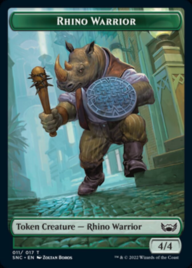 Treasure (015) // Rhino Warrior Double-sided Token [Streets of New Capenna Tokens] | Card Citadel