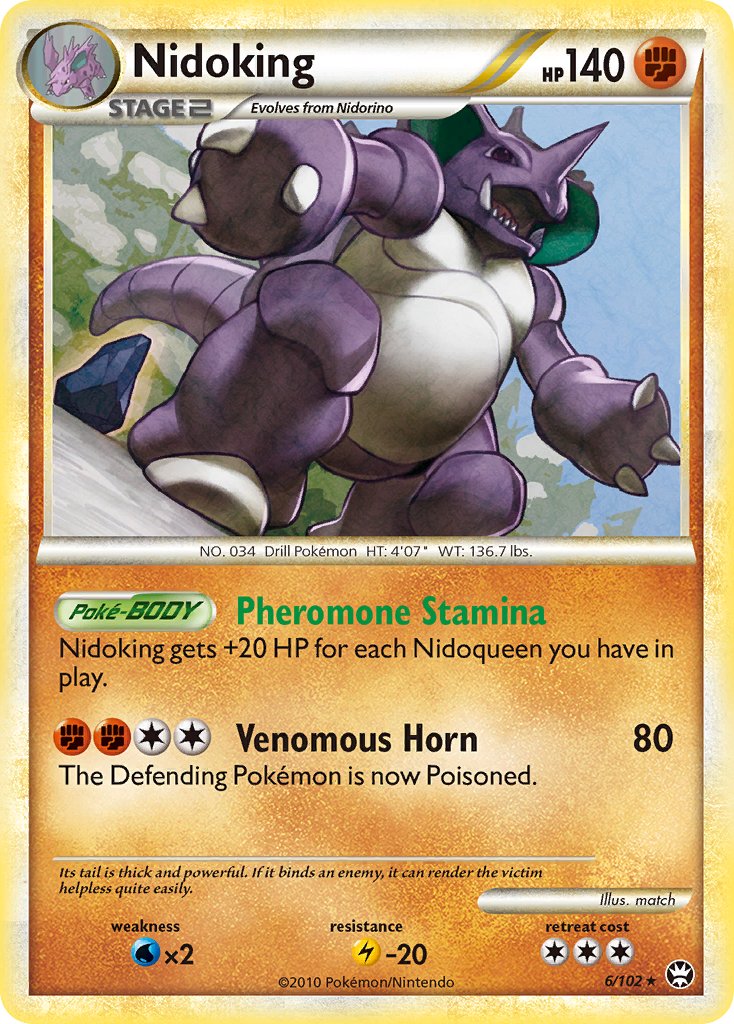 Nidoking (6/102) (Cracked Ice Holo) (Theme Deck Exclusive) [HeartGold & SoulSilver: Triumphant] | Card Citadel