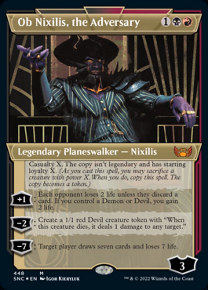 Ob Nixilis, the Adversary (Showcase Art Deco Foil Etched) [Streets of New Capenna] | Card Citadel