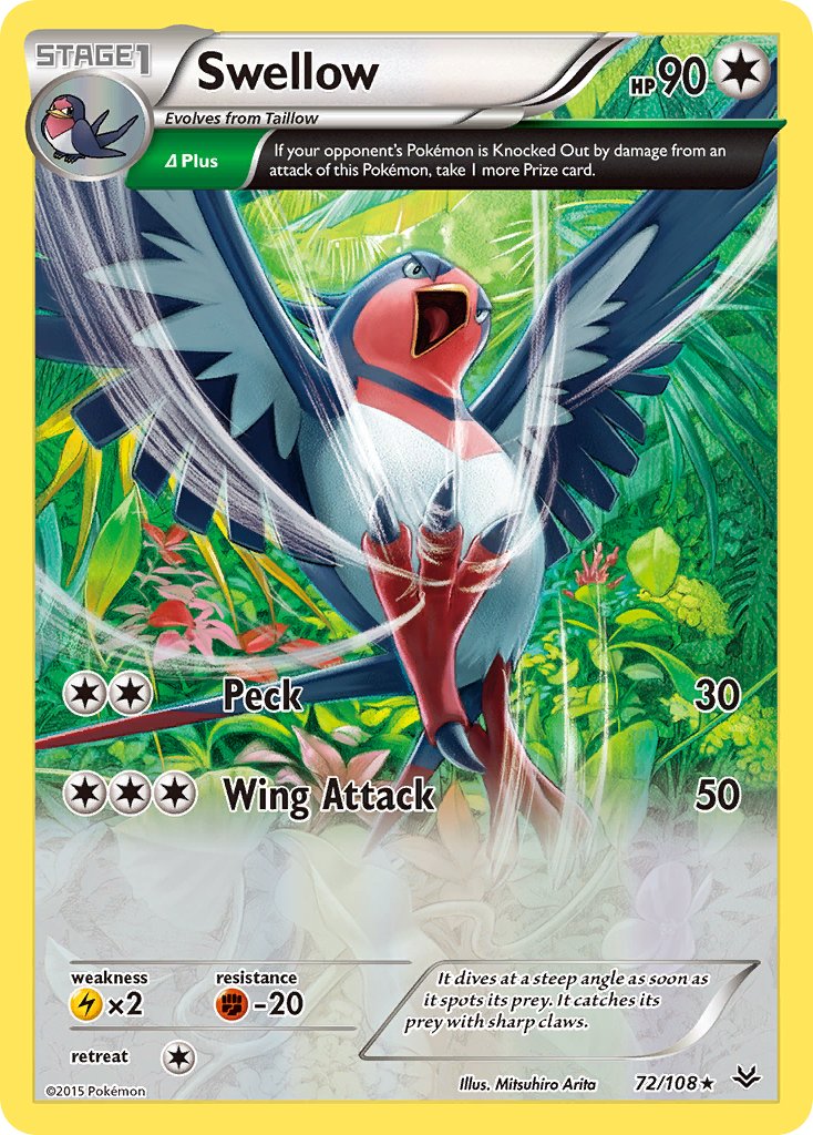 Swellow (72/108) (Theme Deck Exclusive) [XY: Roaring Skies] | Card Citadel
