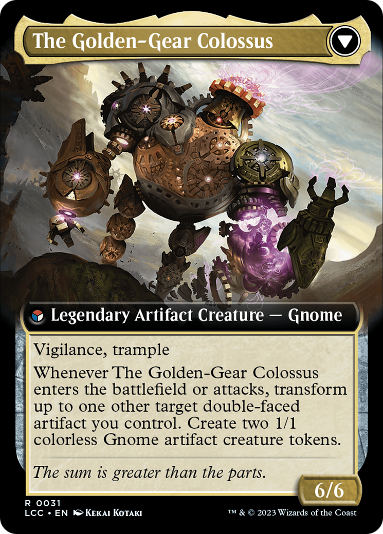Tetzin, Gnome Champion // The Golden-Gear Colossus (Extended Art) [The Lost Caverns of Ixalan Commander] | Card Citadel