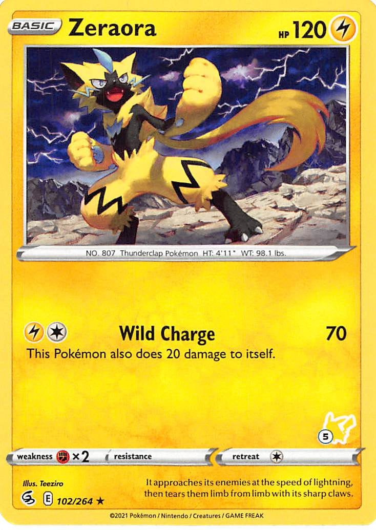 Zeraora (102/264) (Pikachu Stamp #5) [Battle Academy 2022] | Card Citadel