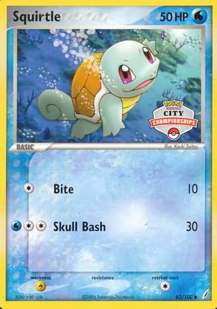 Squirtle (63/100) (City Championship Promo) [EX: Crystal Guardians] | Card Citadel