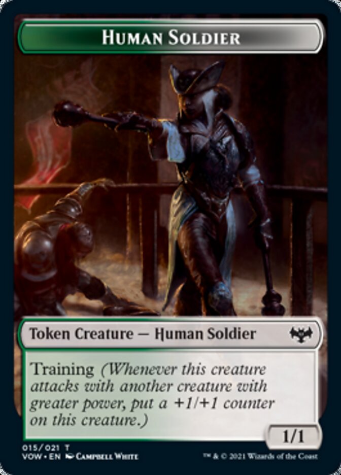 Zombie (008) // Human Soldier Double-sided Token [Innistrad: Crimson Vow Tokens] | Card Citadel