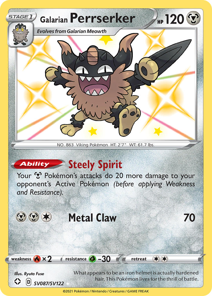 Galarian Perrserker (SV087/SV122) [Sword & Shield: Shining Fates] | Card Citadel