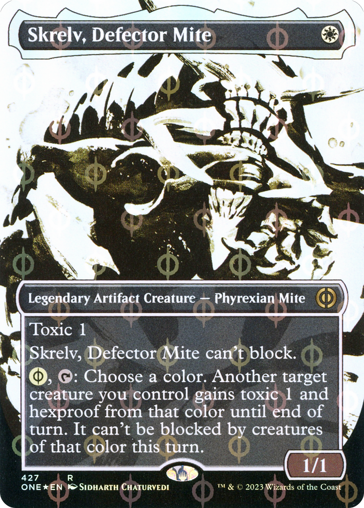 Skrelv, Defector Mite (Borderless Ichor Step-and-Compleat Foil) [Phyrexia: All Will Be One] | Card Citadel