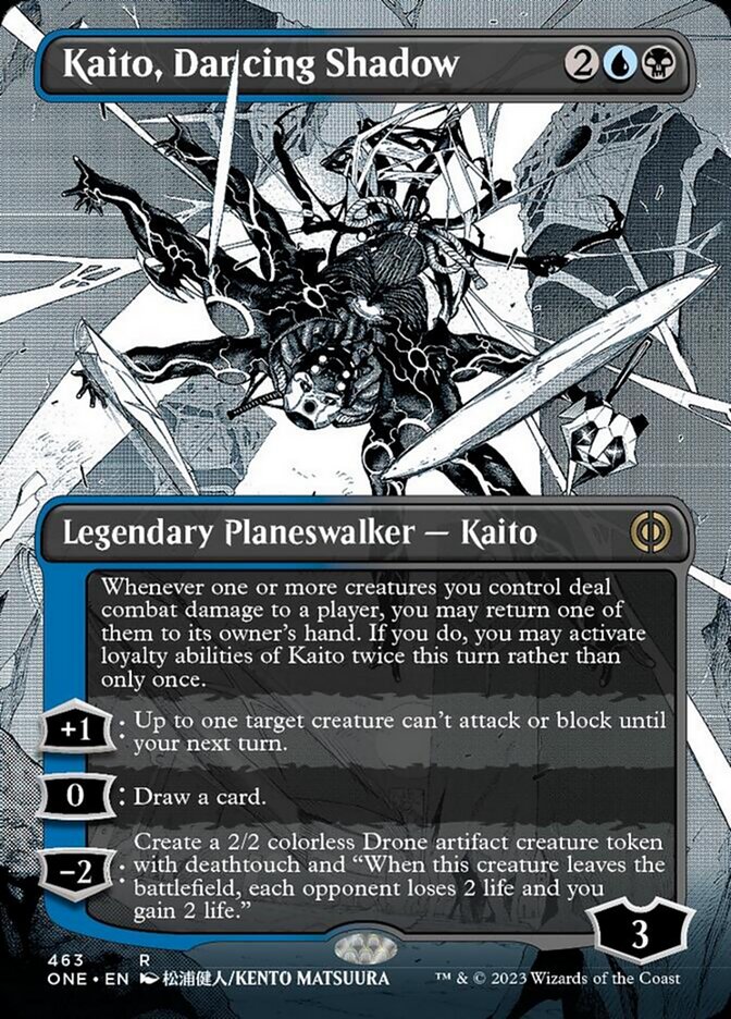 Kaito, Dancing Shadow (Borderless Manga Step-and-Compleat Foil) [Phyrexia: All Will Be One] | Card Citadel