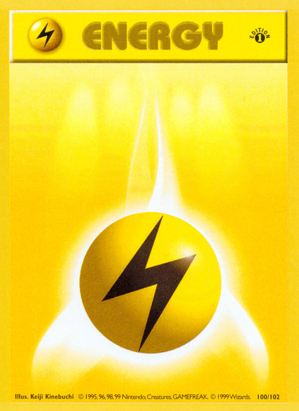 Lightning Energy (100/102) (Shadowless) [Base Set 1st Edition] | Card Citadel