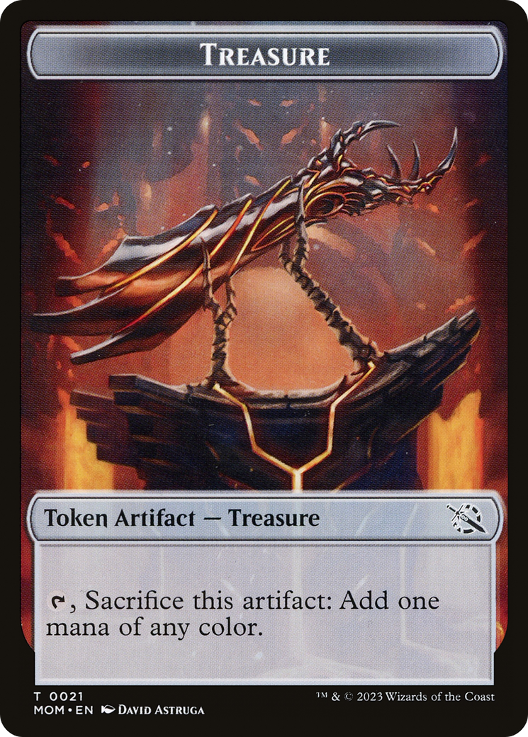 Treasure (21) // Teferi Akosa of Zhalfir Emblem Double-Sided Token [March of the Machine Tokens] | Card Citadel