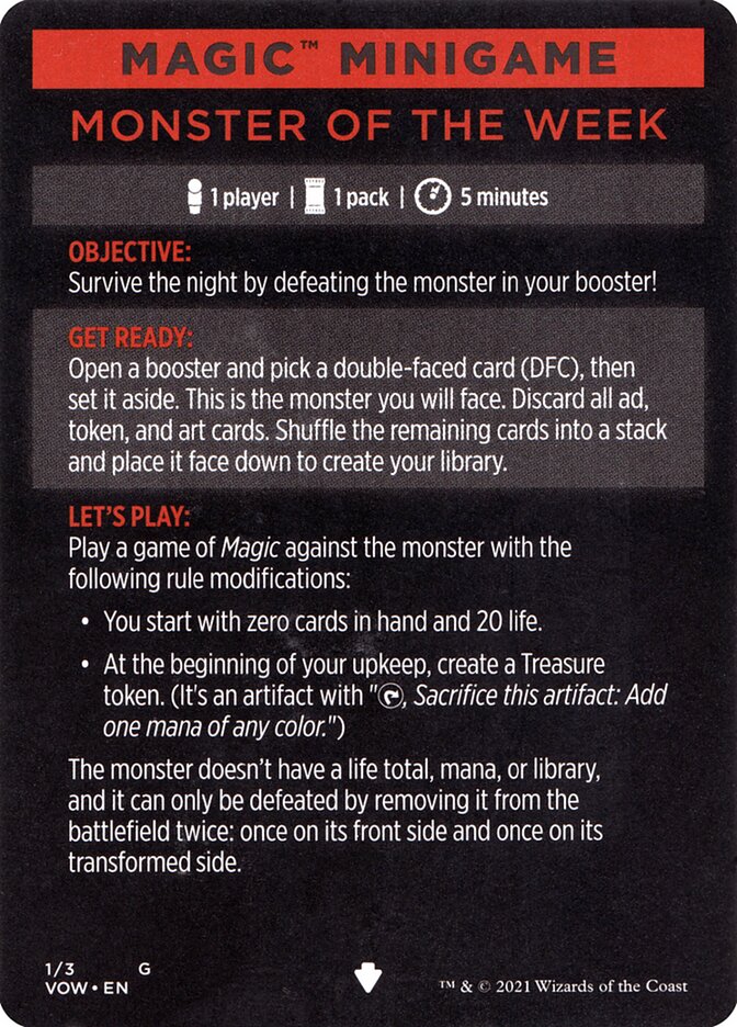 Monster of The Week (Magic Minigame) [Innistrad: Crimson Vow Minigame] | Card Citadel