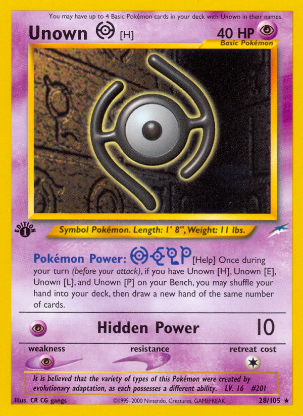 Unown [H] (28/105) [Neo Destiny 1st Edition] | Card Citadel