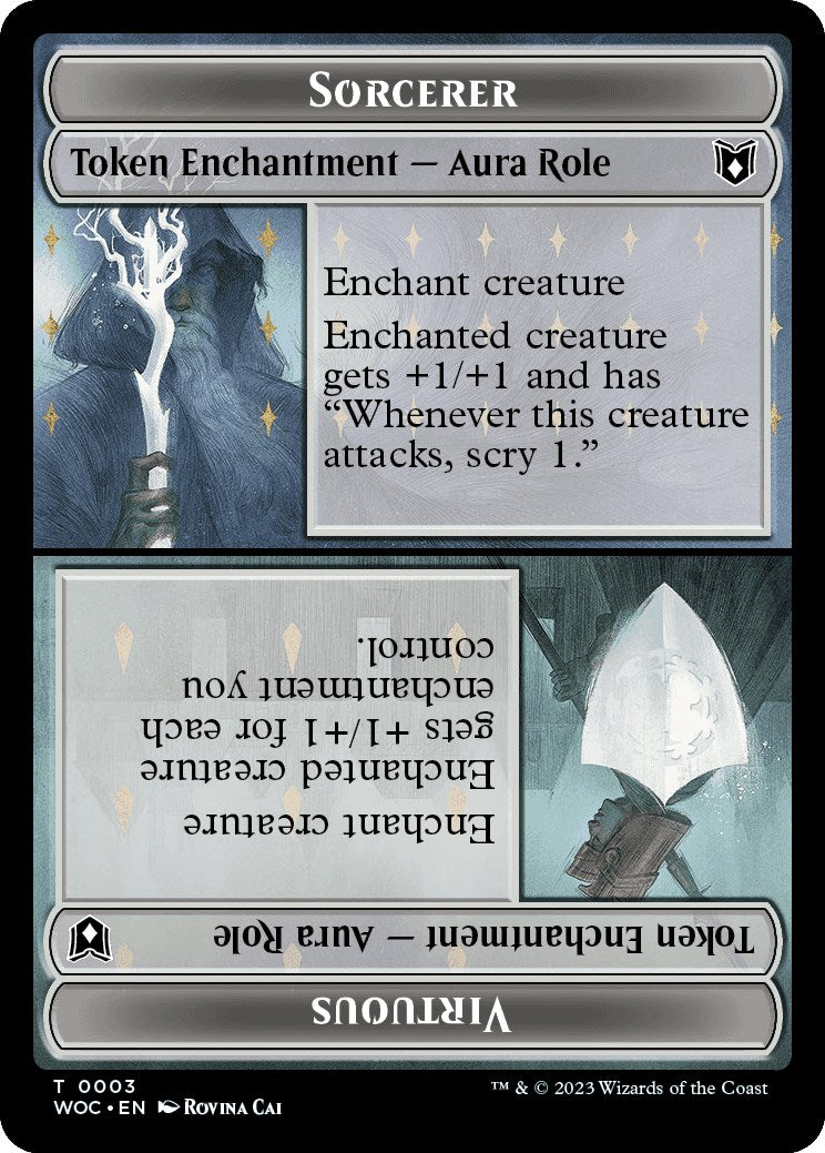 Sorcerer Role / Virtuous Role // Monster Role / Virtuous Role Double-Sided Token [Wilds of Eldraine Commander Tokens] | Card Citadel