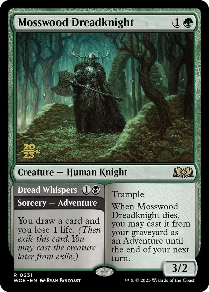 Mosswood Dreadknight // Dread Whispers (Promo Pack) [Wilds of Eldraine Promos] | Card Citadel