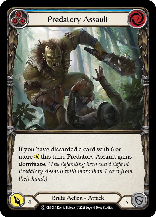 Predatory Assault (Blue) (Rainbow Foil) [CRU015-RF] Unlimited Rainbow Foil | Card Citadel