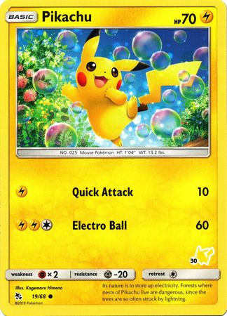 Pikachu (19/68) (Pikachu Stamp #30) [Battle Academy 2020] | Card Citadel