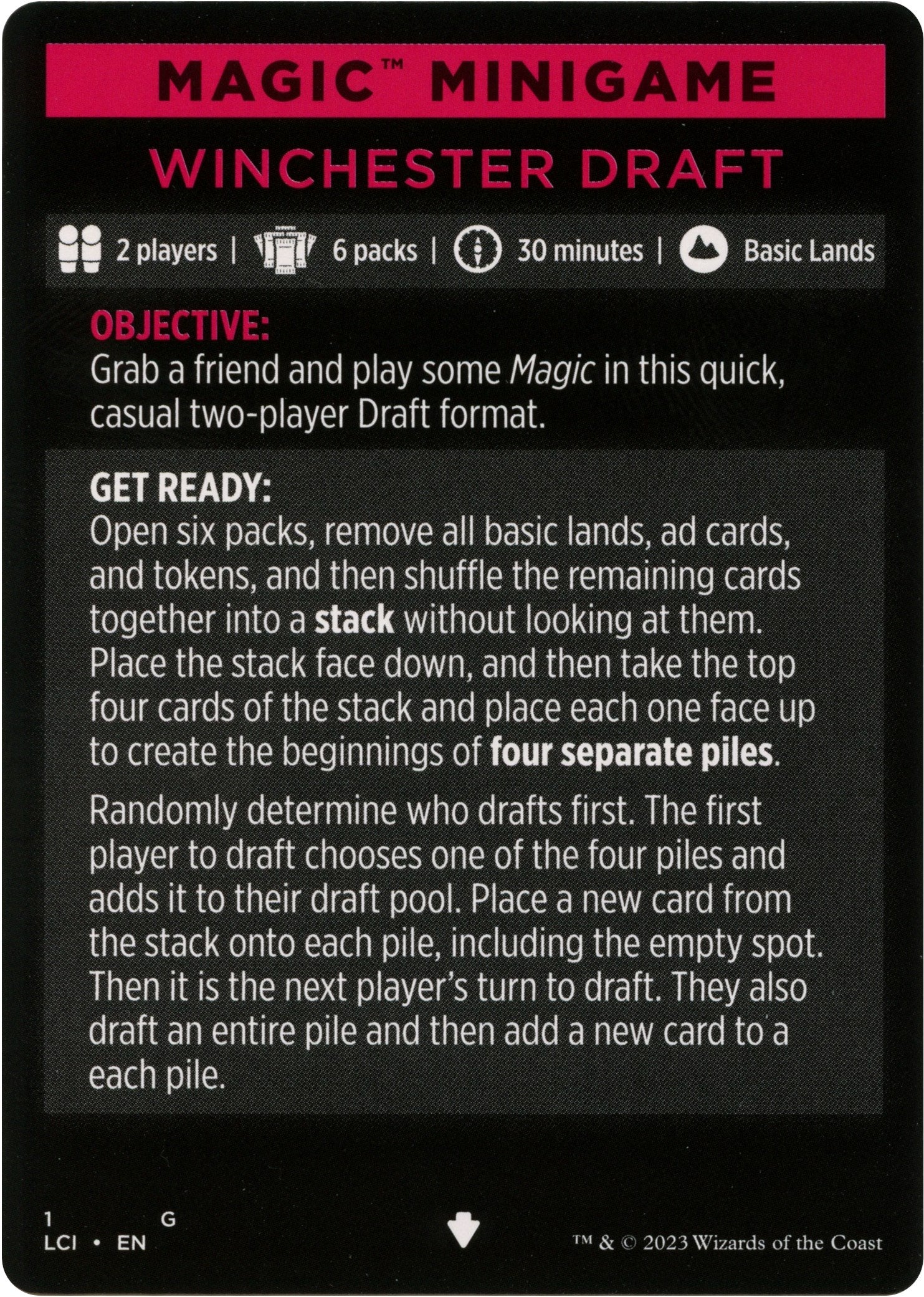 Winchester Draft (Magic Minigame) [The Lost Caverns of Ixalan Minigame] | Card Citadel