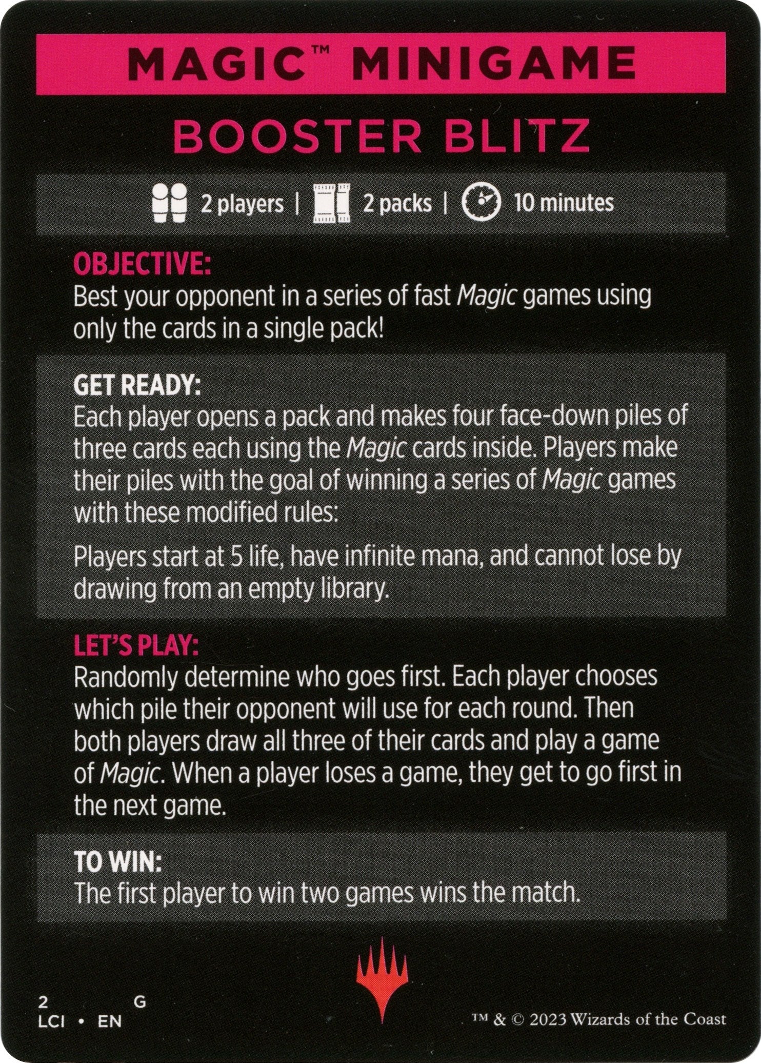 Booster Blitz (Magic Minigame) [The Lost Caverns of Ixalan Minigame] | Card Citadel