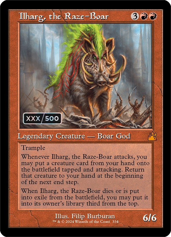 Ilharg, the Raze-Boar (Retro) (Serialized) [Ravnica Remastered] | Card Citadel