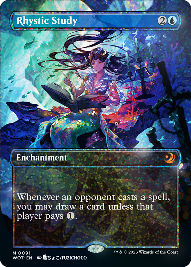 Rhystic Study (Anime Borderless) (Confetti Foil) [Wilds of Eldraine: Enchanting Tales] | Card Citadel