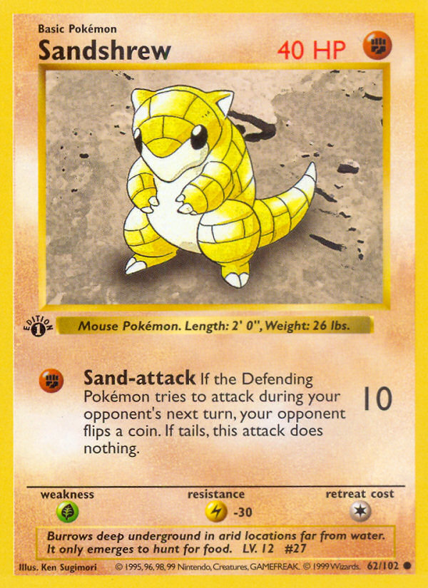 Sandshrew (62/102) (Shadowless) [Base Set 1st Edition] | Card Citadel