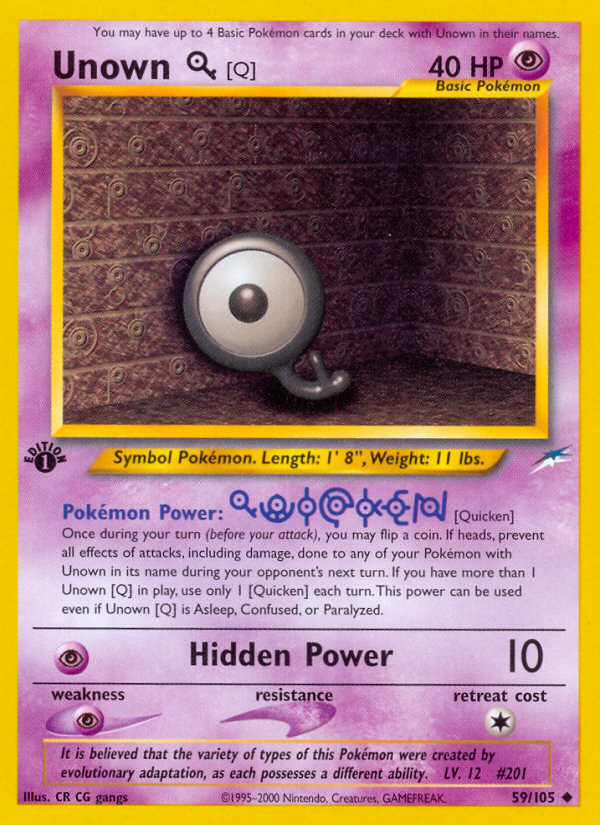 Unown [Q] (59/105) [Neo Destiny 1st Edition] | Card Citadel