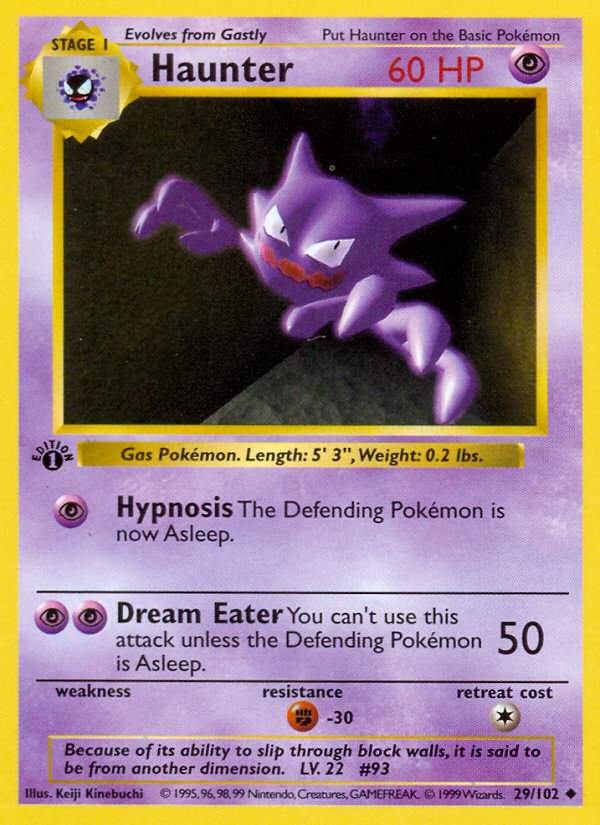 Haunter (29/102) (Shadowless) [Base Set 1st Edition] | Card Citadel