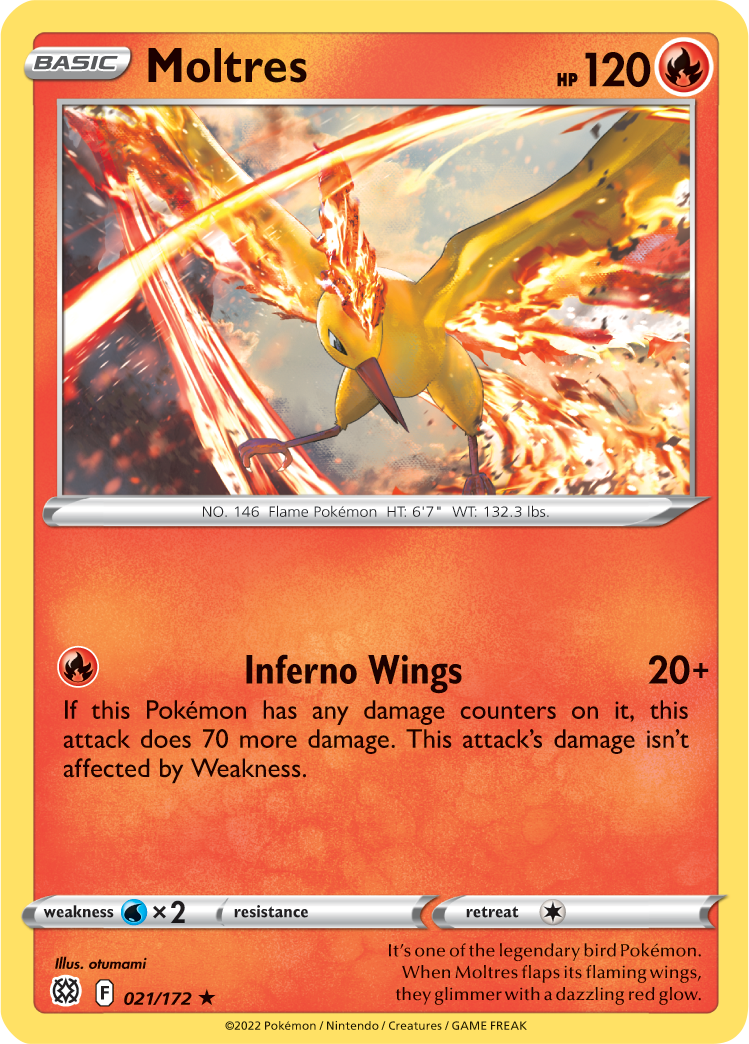 Moltres (021/172) (Theme Deck Exclusive) [Sword & Shield: Brilliant Stars] | Card Citadel