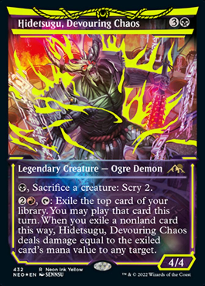 Hidetsugu, Devouring Chaos (Neon Ink Yellow) [Kamigawa: Neon Dynasty] | Card Citadel
