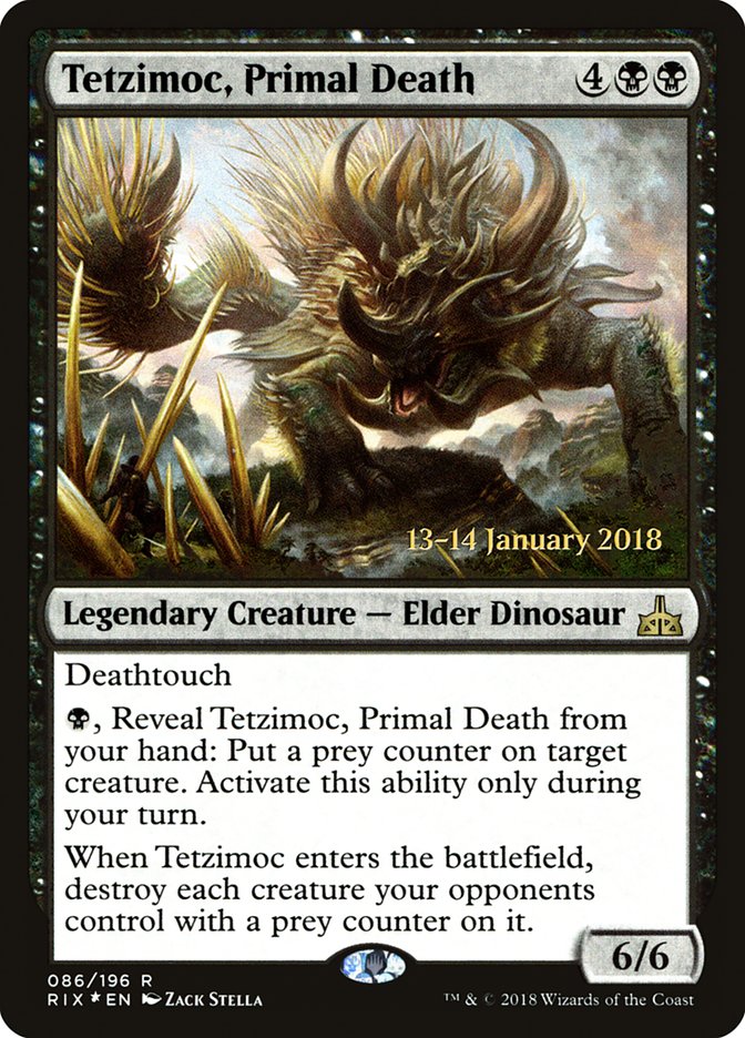 Tetzimoc, Primal Death [Rivals of Ixalan Prerelease Promos] | Card Citadel