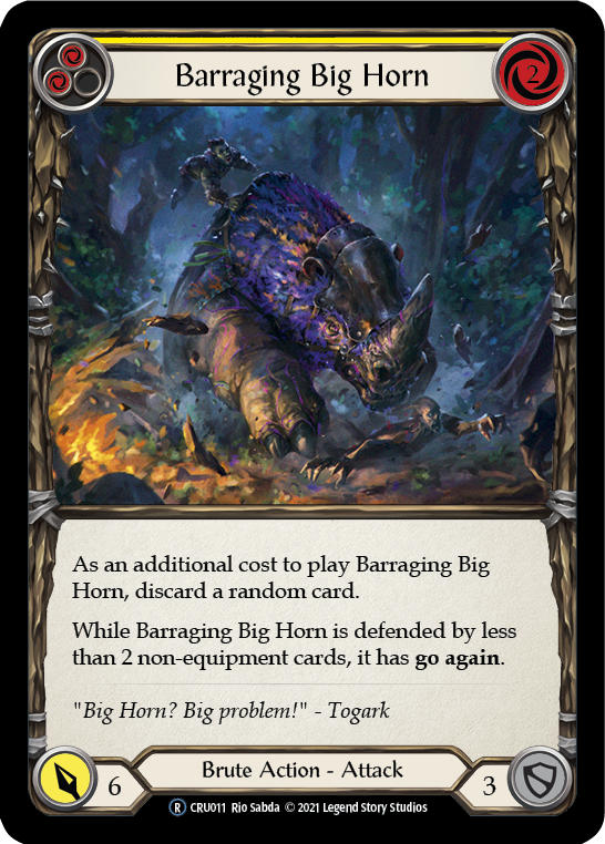 Barraging Big Horn (Yellow) (Rainbow Foil) [CRU011-RF] Unlimited Rainbow Foil | Card Citadel