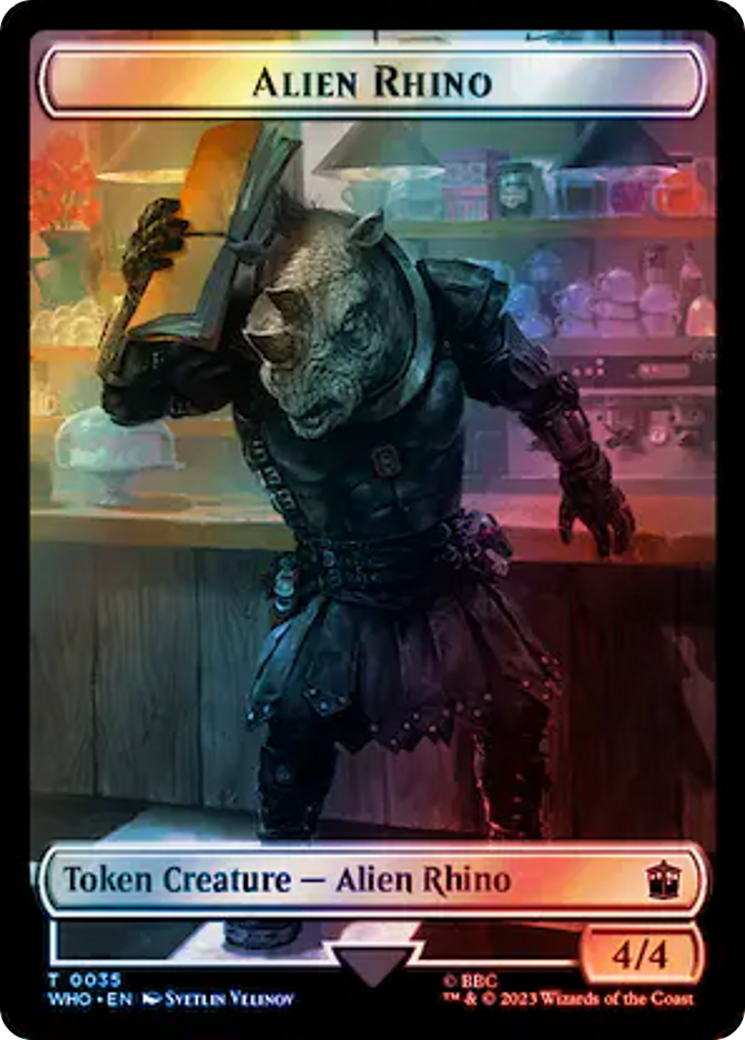 Alien Rhino // Clue (0055) Double-Sided Token (Surge Foil) [Doctor Who Tokens] | Card Citadel