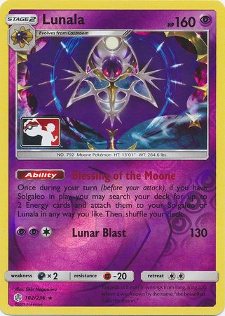 Lunala (102/236) (Pokemon Club Special Print) [Sun & Moon: Cosmic Eclipse] | Card Citadel