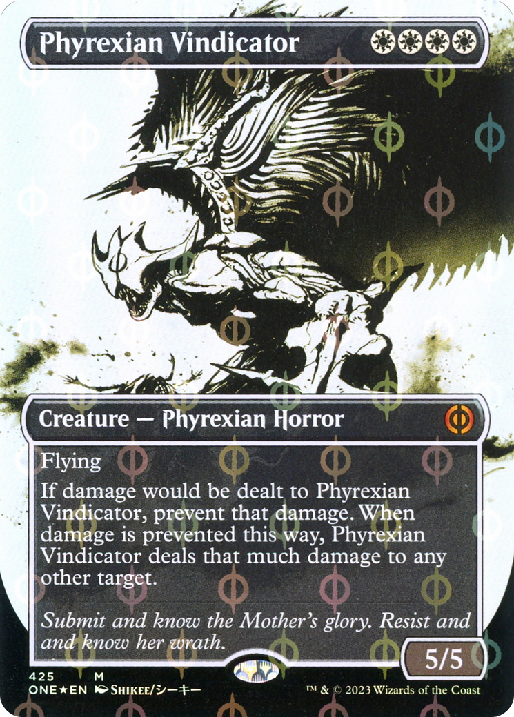 Phyrexian Vindicator (Borderless Ichor Step-and-Compleat Foil) [Phyrexia: All Will Be One] | Card Citadel