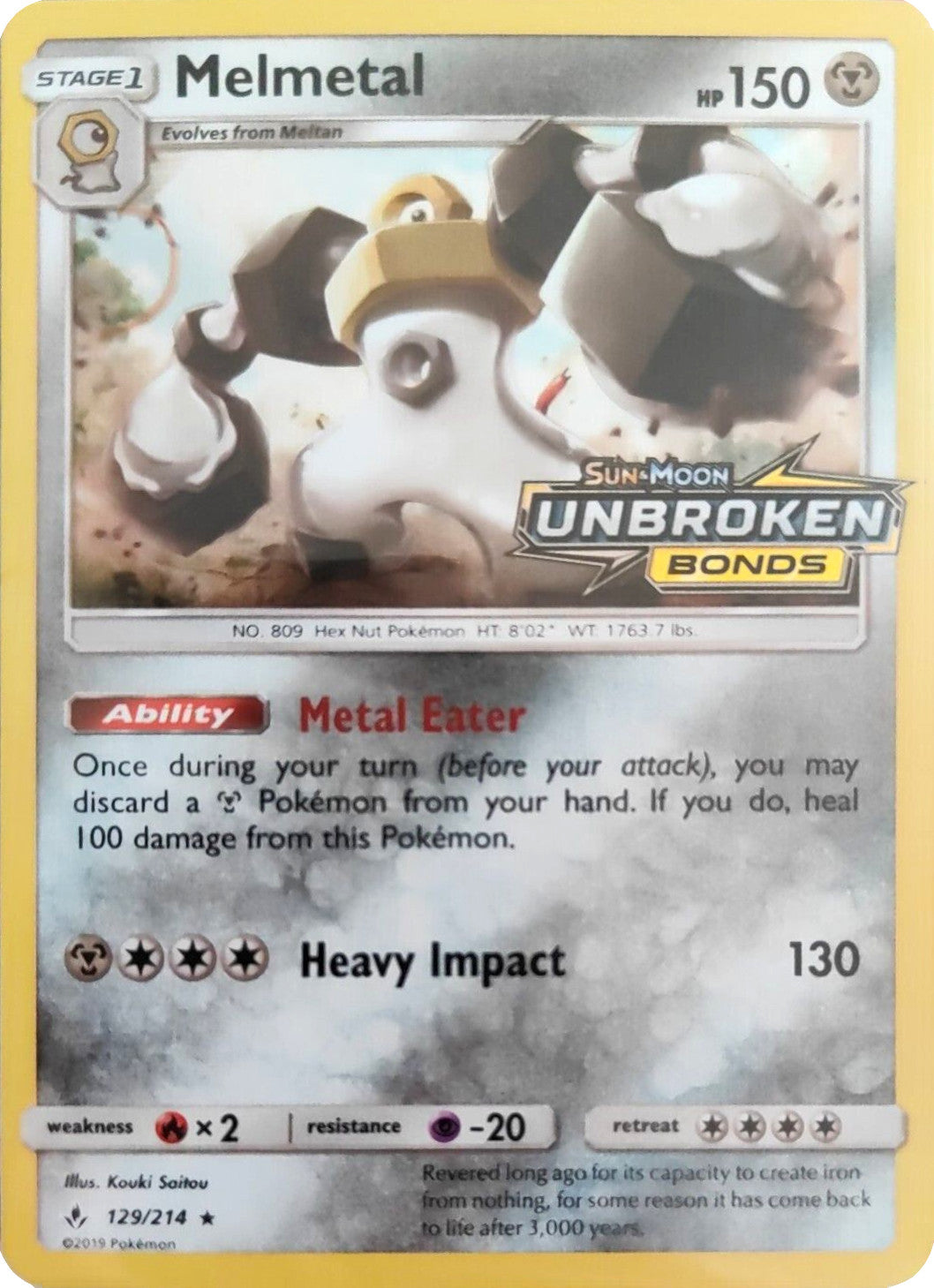 Melmetal (129/214) (Unbroken Bonds Stamped) [Sun & Moon: Unbroken Bonds] | Card Citadel