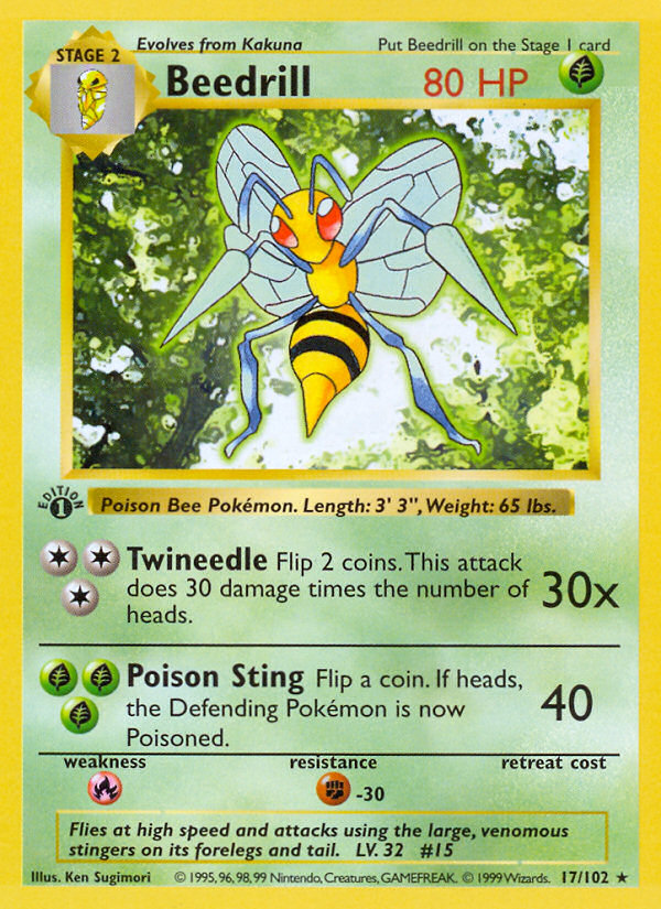 Beedrill (17/102) (Shadowless) [Base Set 1st Edition] | Card Citadel