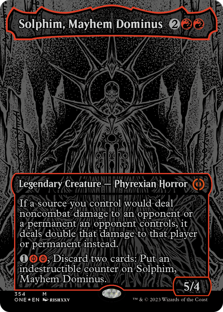 Solphim, Mayhem Dominus (Oil Slick Raised Foil) [Phyrexia: All Will Be One] | Card Citadel