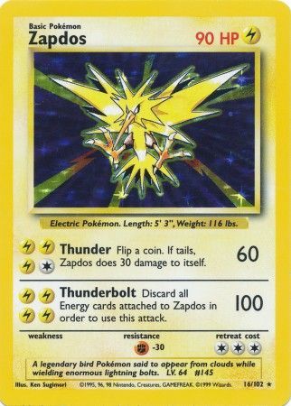 Zapdos (16/102) [Base Set Unlimited] | Card Citadel