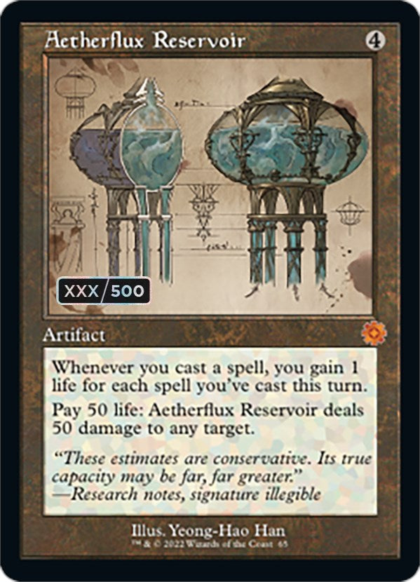 Aetherflux Reservoir (Retro Schematic) (Serial Numbered) [The Brothers' War Retro Artifacts] | Card Citadel