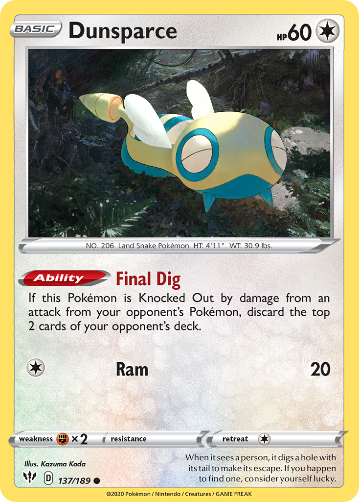 Dunsparce (137/189) [Sword & Shield: Darkness Ablaze] | Card Citadel