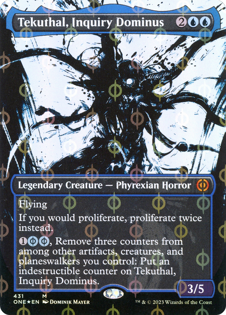 Tekuthal, Inquiry Dominus (Borderless Ichor Step-and-Compleat Foil) [Phyrexia: All Will Be One] | Card Citadel