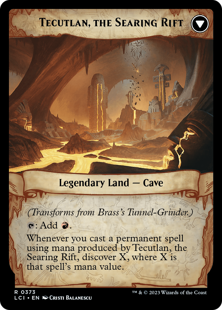Brass's Tunnel-Grinder // Tecutlan, The Searing Rift (Extended Art) [The Lost Caverns of Ixalan] | Card Citadel