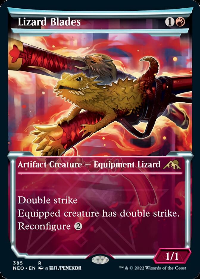 Lizard Blades (Showcase Soft Glow) [Kamigawa: Neon Dynasty] | Card Citadel