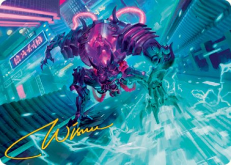 Surgehacker Mech Art Card (Gold-Stamped Signature) [Kamigawa: Neon Dynasty Art Series] | Card Citadel