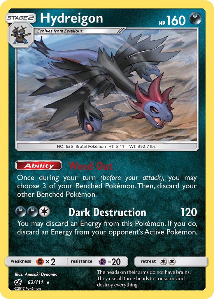 Hydreigon (62/111) (Cracked Ice Holo) (Theme Deck Exclusive) [Sun & Moon: Crimson Invasion] | Card Citadel