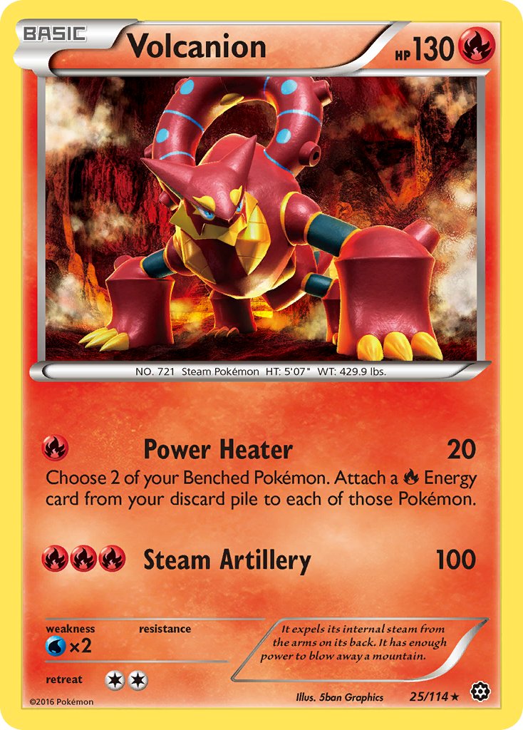 Volcanion (25/114) (Cracked Ice Holo) (Theme Deck Exclusive) [XY: Steam Siege] | Card Citadel