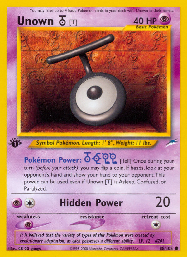 Unown [T] (88/105) [Neo Destiny 1st Edition] | Card Citadel