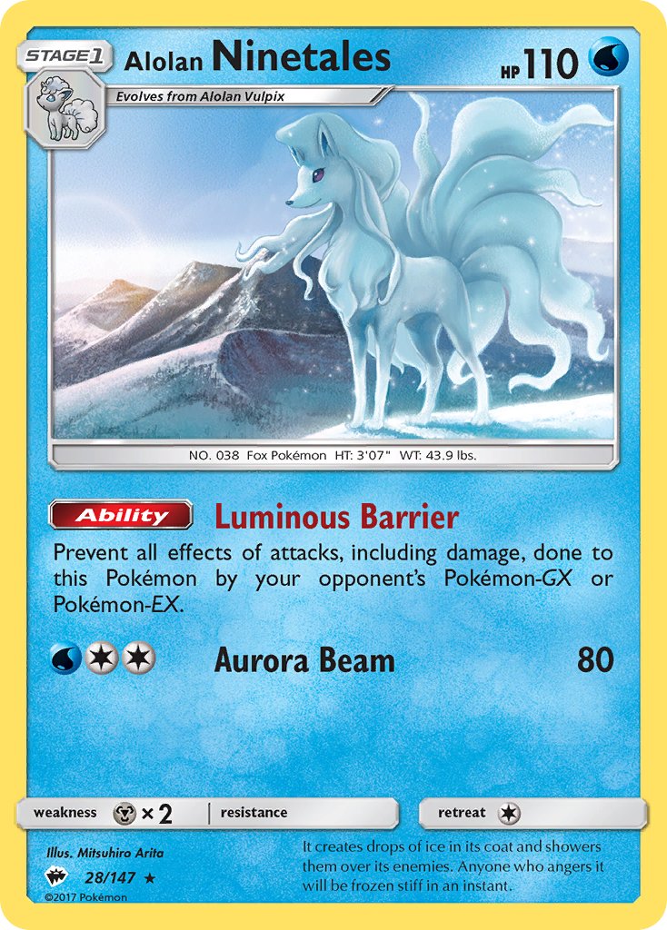 Alolan Ninetales (28/147) (Water Web Holo) (Theme Deck Exclusives) [Sun & Moon: Burning Shadows] | Card Citadel